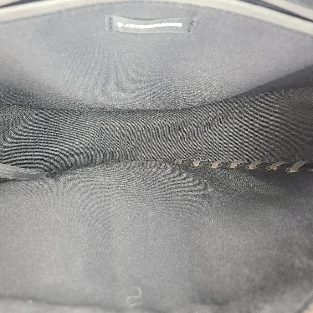 Anthropologie Bag Marla Circle Whipstitched Gray Body Brass Hardware Boho Large - Picture 11 of 14